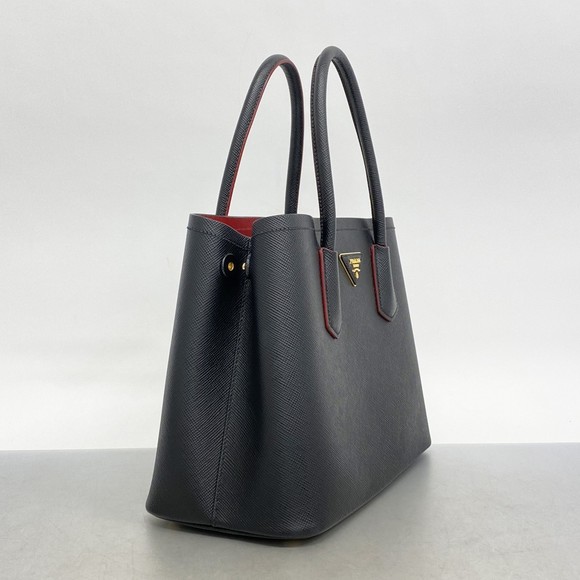 Prada Tote Bag Saffiano Leather Black Red - Picture 2 of 14